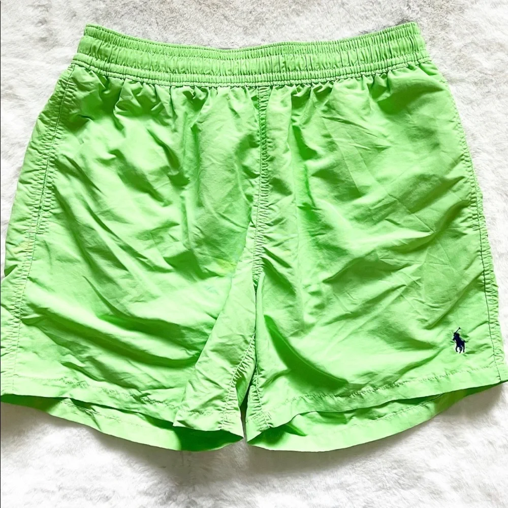 POLO RALPH LAUREN NEON GREEN MEN’S SWIM TRUNKS SIZE MEDIUM BEACH POOL VACATION